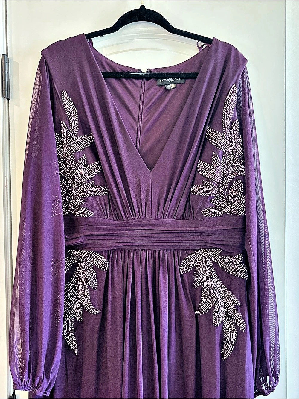 Betsy & Adam Embellished Maxi Dress in Purple Size 20W Like New